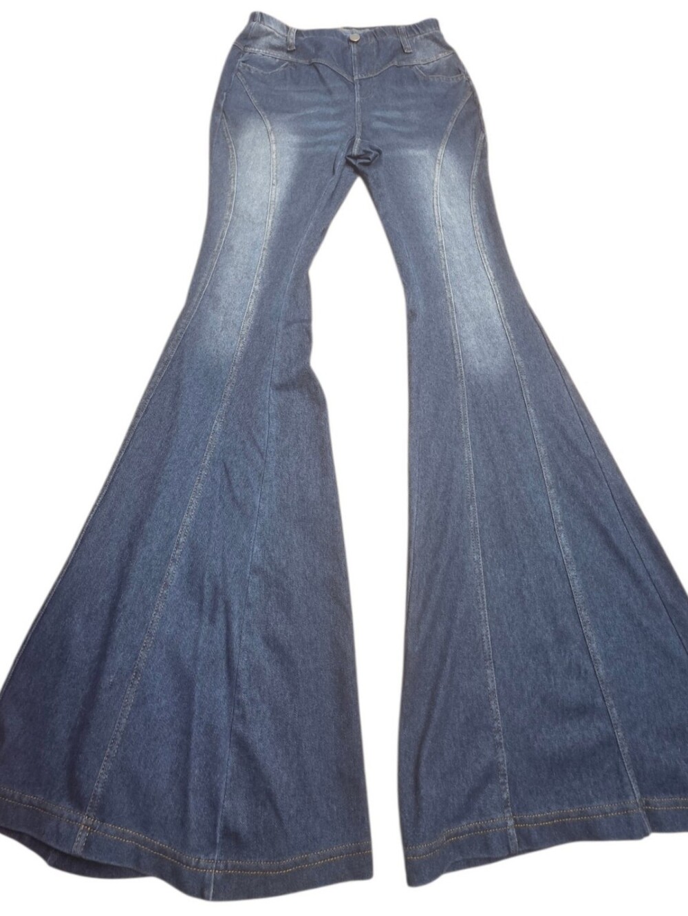 Big-Big-Bell Bottoms Pull On Style Elastic Stretch  NEW Med-Tall